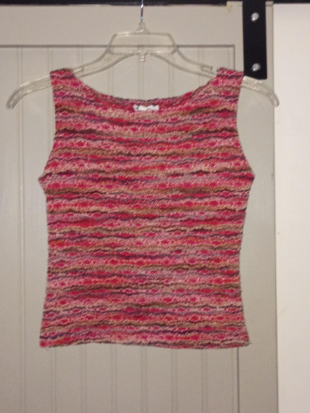 4/$20 Vintage Striped Multicolor Knit Tank Top - Pink Tones
